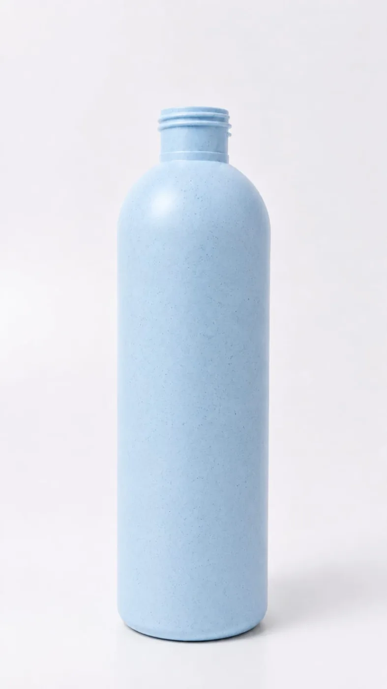 Sky blue colour-customised bamboo biopolymer bottle