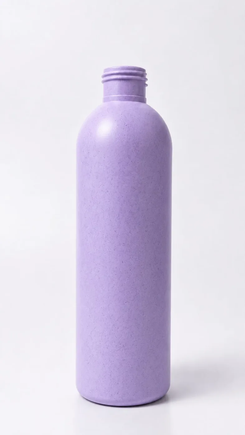Lavender colour-customised bamboo biopolymer bottle