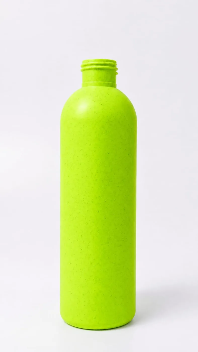 Lime green colour-customised bamboo biopolymer bottle